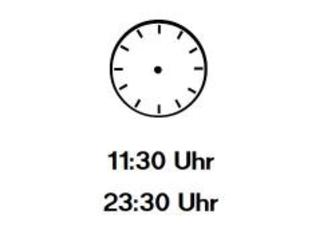 Uhrzeiger eintragen: Drei und zwanzig Uhr Dreissig