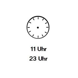 Uhrzeiger eintragen: Drei und zwanzig Uhr