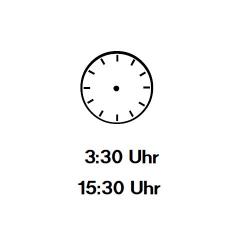 Uhrzeiger eintragen: Drei Uhr dreissig