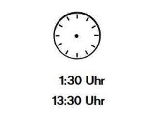 Uhrzeiger eintragen: Ein Uhr Dreissig