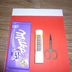 Milka Weihnachtsmann Verpackung selbst basteln Schritt 1