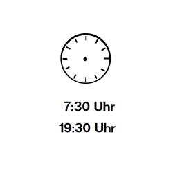 Uhrzeiger eintragen: Sieben Uhr dreissig