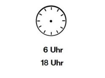 Uhrzeiger eintragen: Sechs Uhr