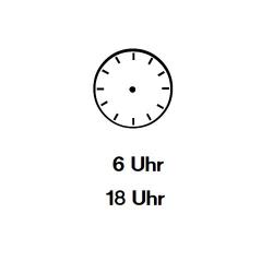 Uhrzeiger eintragen: Sechs Uhr