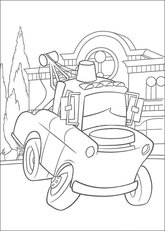 Malvorlage - Abschleppwagen in der Stadt Ausmalbild